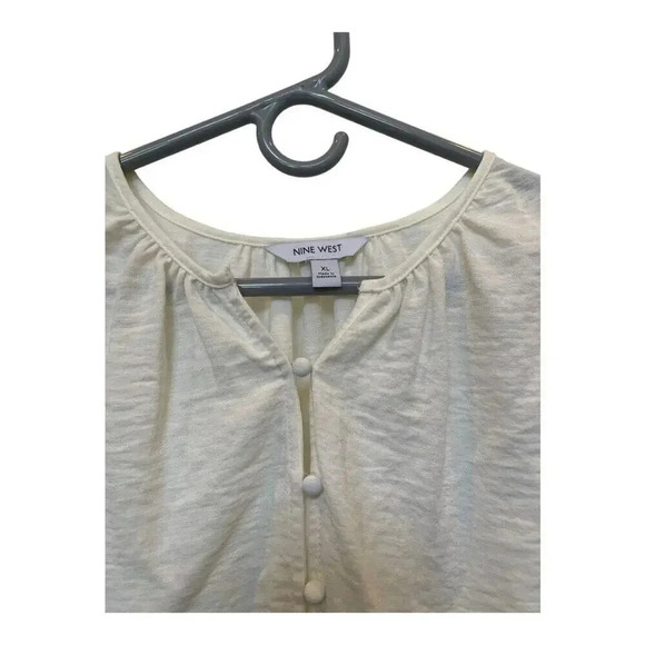 NEW Women's XL Cream Nine West Button Front Balloon Sleeve‎ Tunic - Picture 4 of 5